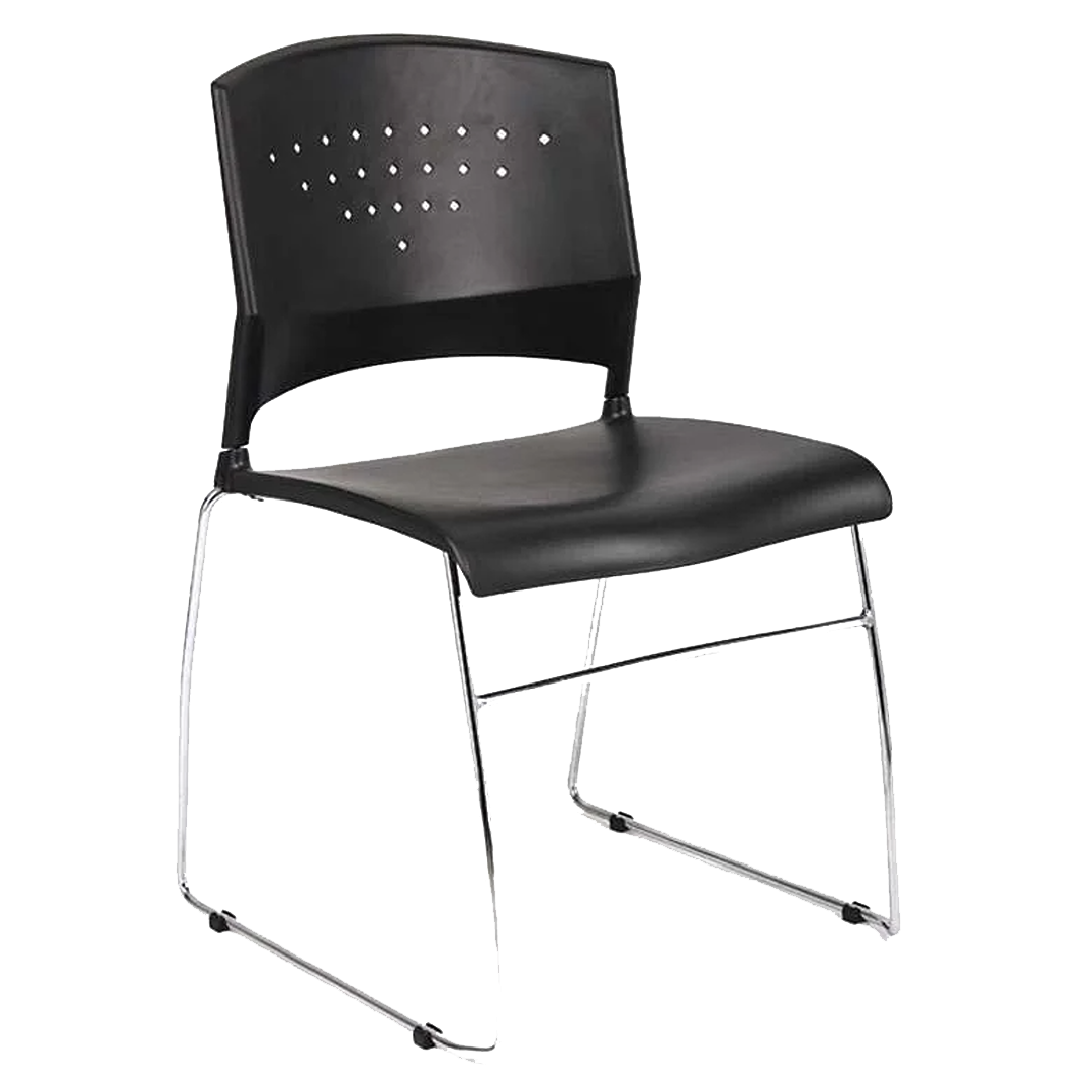 Boss Black Stack Chair With Chrome Frame, (1 chair) - Image 3
