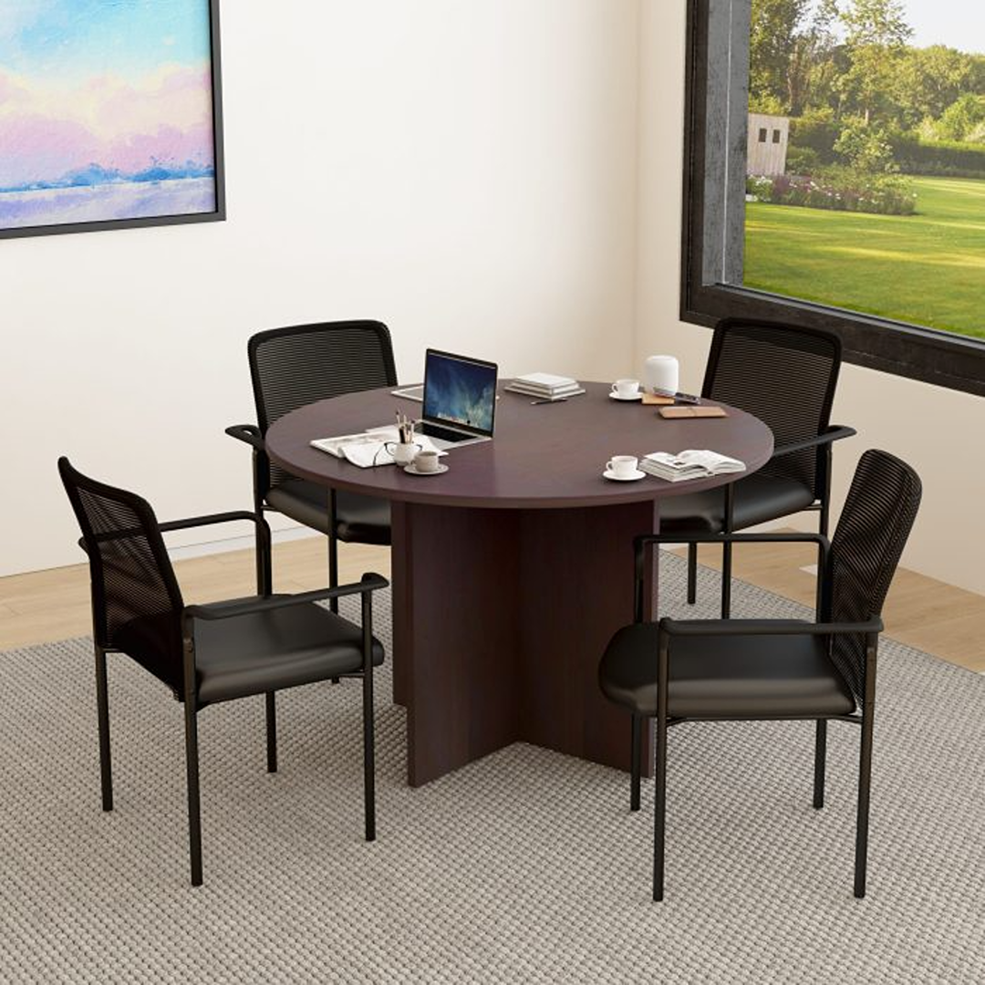 Boss Stackable Mesh Back/Caressoft Vinyl Seat Guest Chair, Black - Image 6