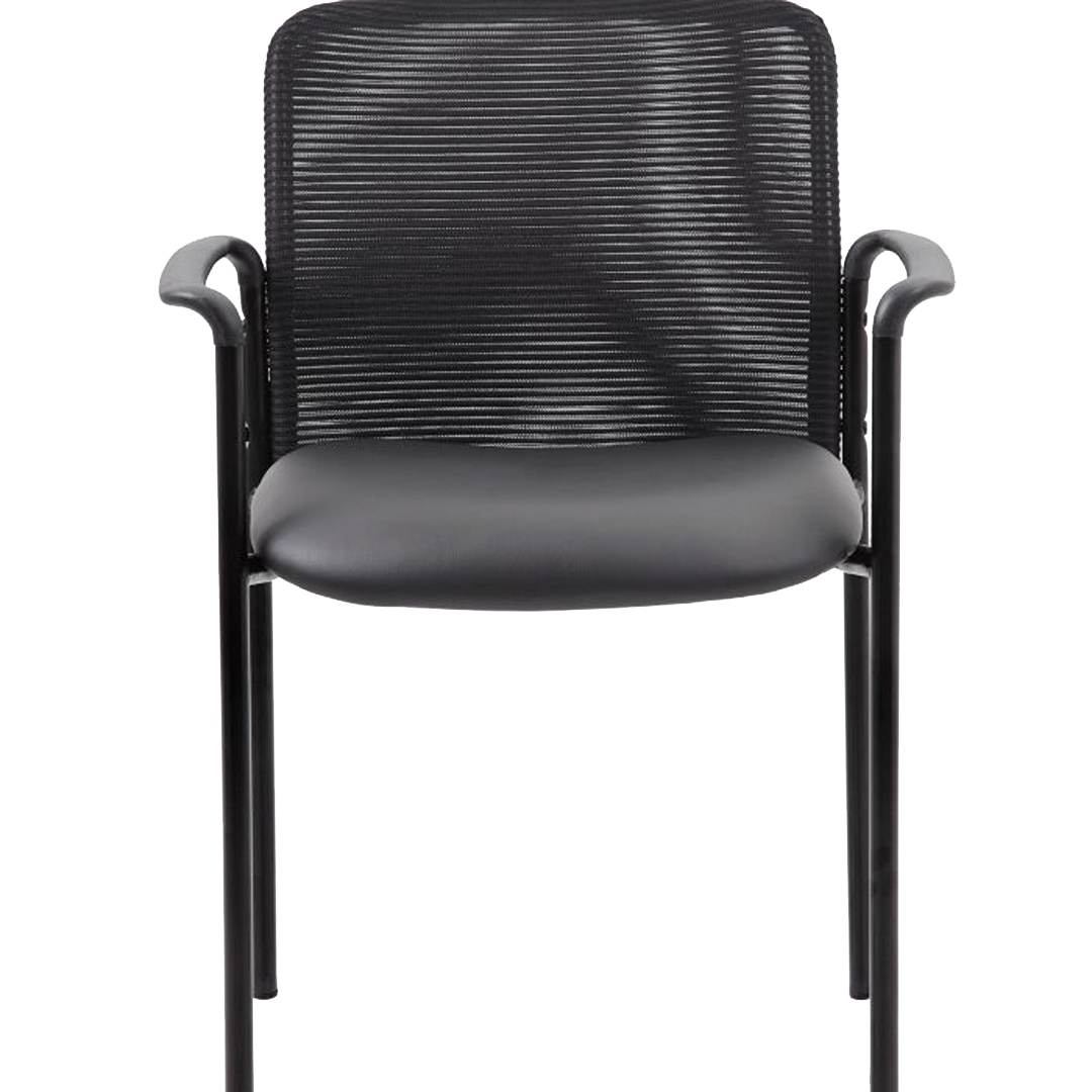 Boss Stackable Mesh Back/Caressoft Vinyl Seat Guest Chair, Black - Image 9