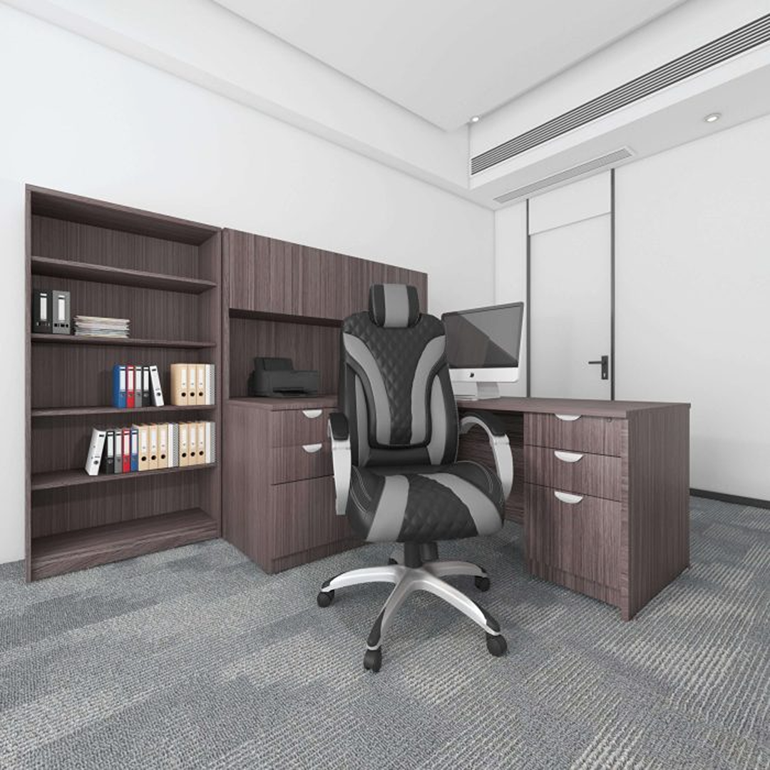 Boss Hinged Arm Executive Chair With Synchro-Tilt, Black/Grey - Image 2