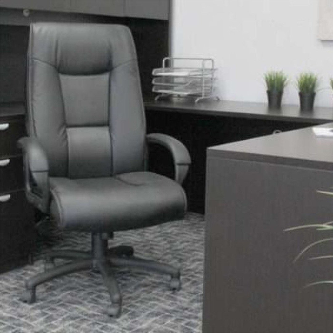 Boss Executive Leather Plus Chair W/Padded Arm - Image 7