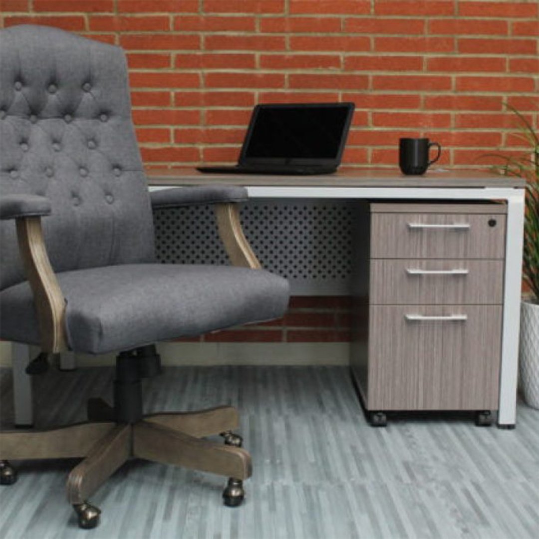 BOSS Executive Slate Grey Commercial Grade Linen Chair With Driftwood Finish Frame - Image 4